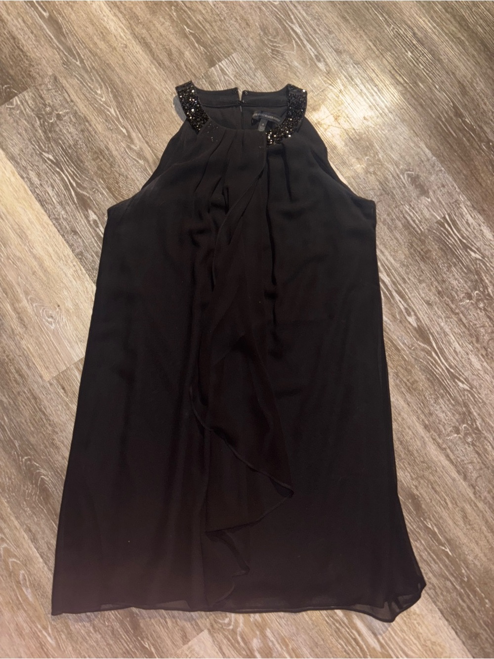 White House Black Market Black Beaded Halter Mini Dress